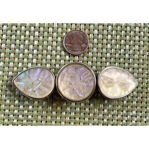 Large Wide Vintage Carved Lucite Yellow With Glints Of Pink Lavender Barrette